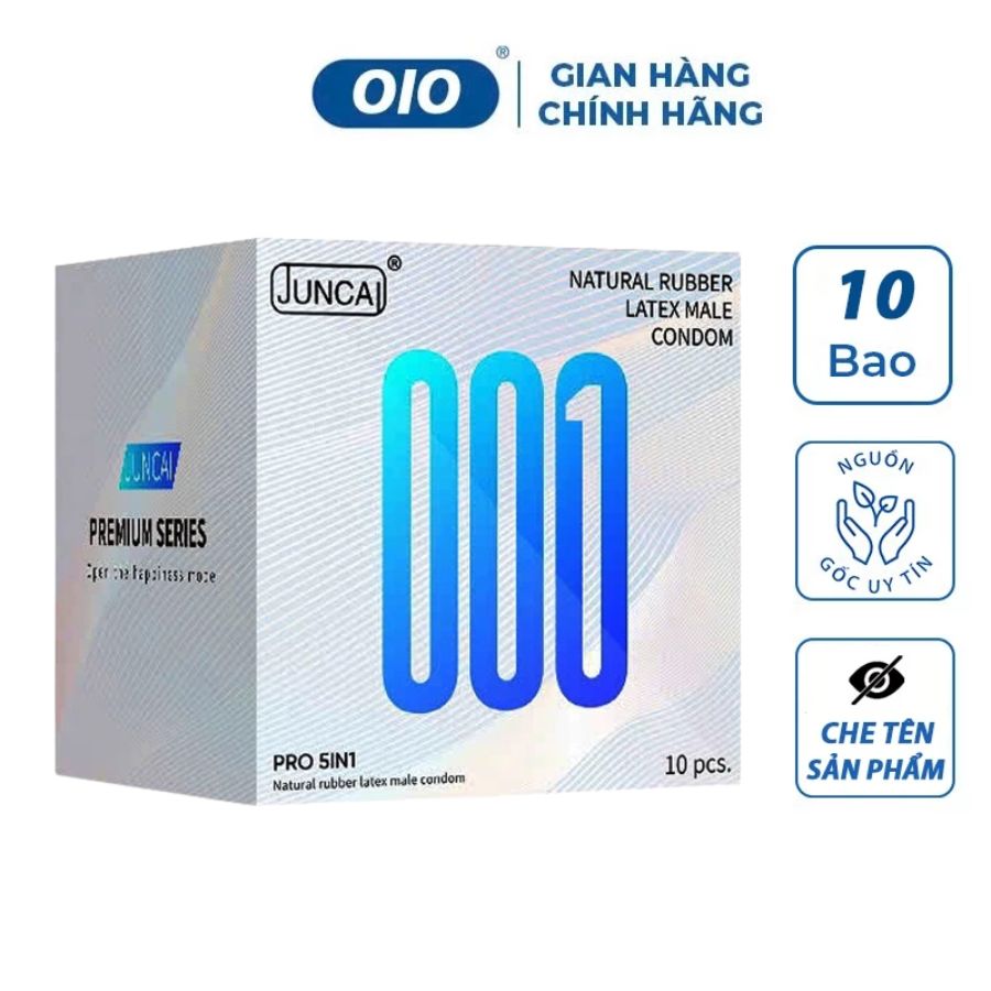 Bao cao su gai JUNCAI Pro 5in1, bcs siêu mỏng có gai lớn và gân tổ ong, bcs siêu mỏng 0.01 có gai ké