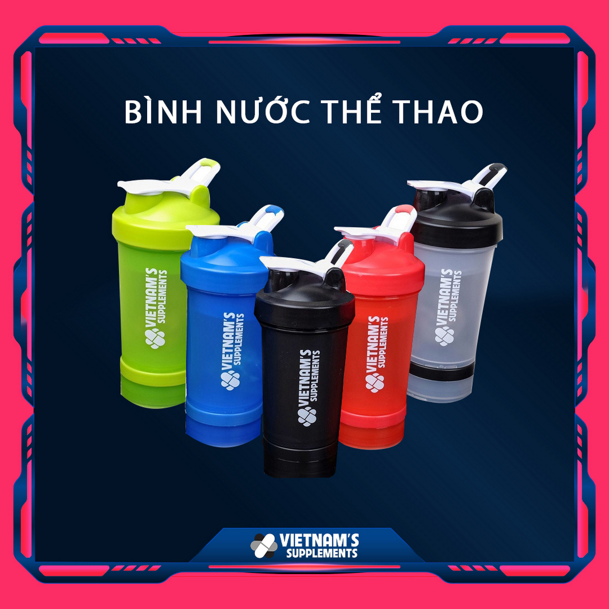Bình lắc thể thao 3 ngăn tiện lợi cho người tập gym