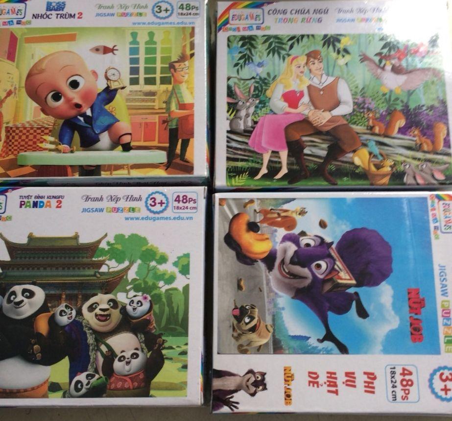 Combo 4 bộ xếp hình 48 miếng ghép Edugames