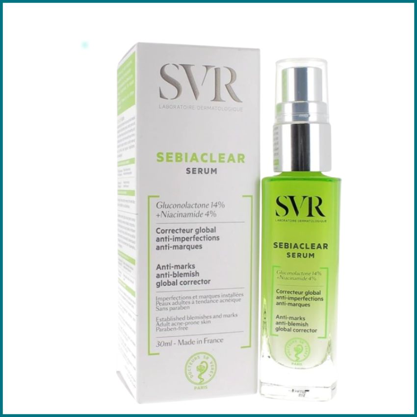 Tinh chất giảm mụn làm mờ thâm sạm và mềm mịn da svr sebiaclear serum 30ml drotel tcsvr30 giảm đốm mụn, mụn đầu đen, sáng da ngừa mụn