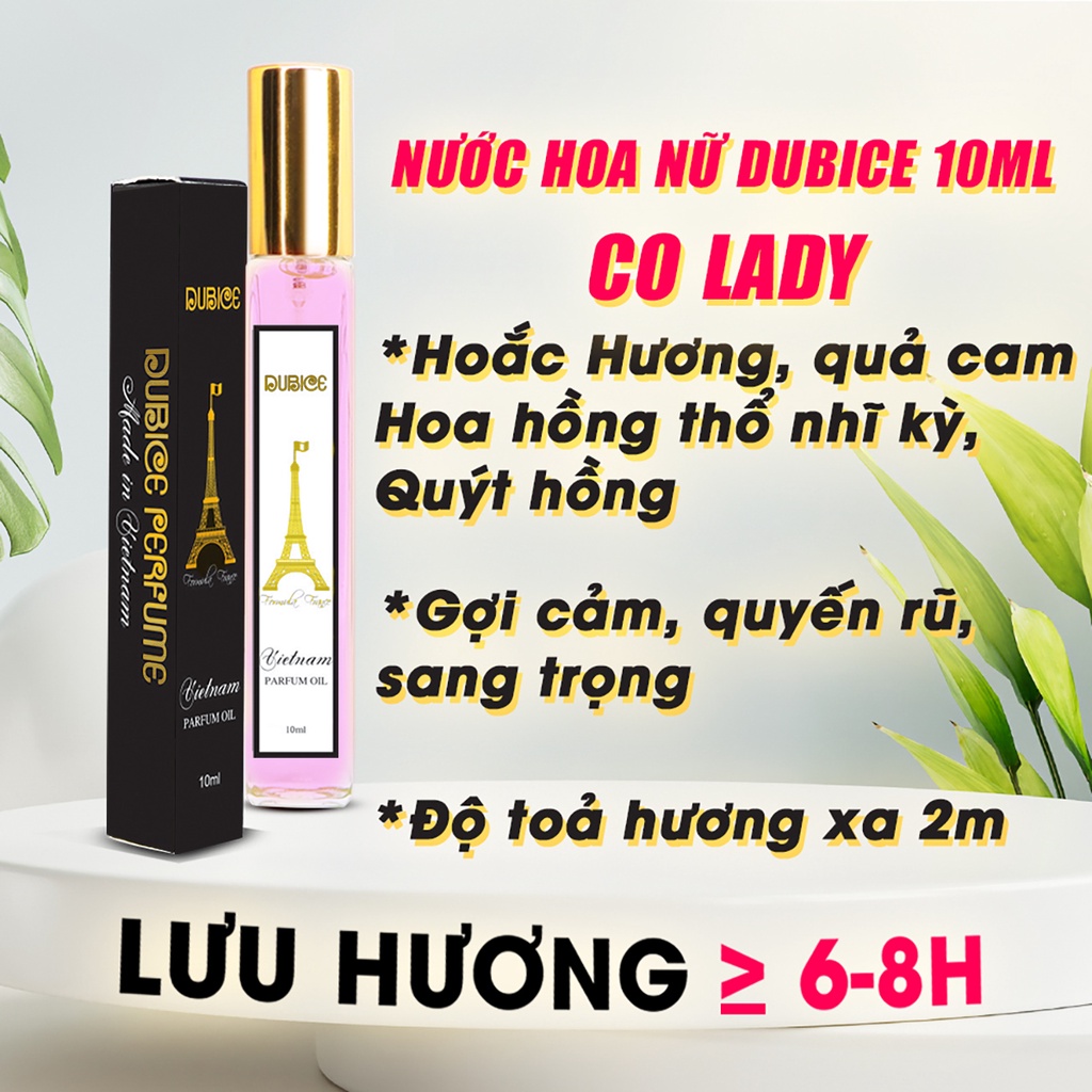 Nước hoa nữ Dubice Colady 10ml mini bỏ túi lưu hương thơm lâu 6-8 tiếng phong cách Pháp Dubai