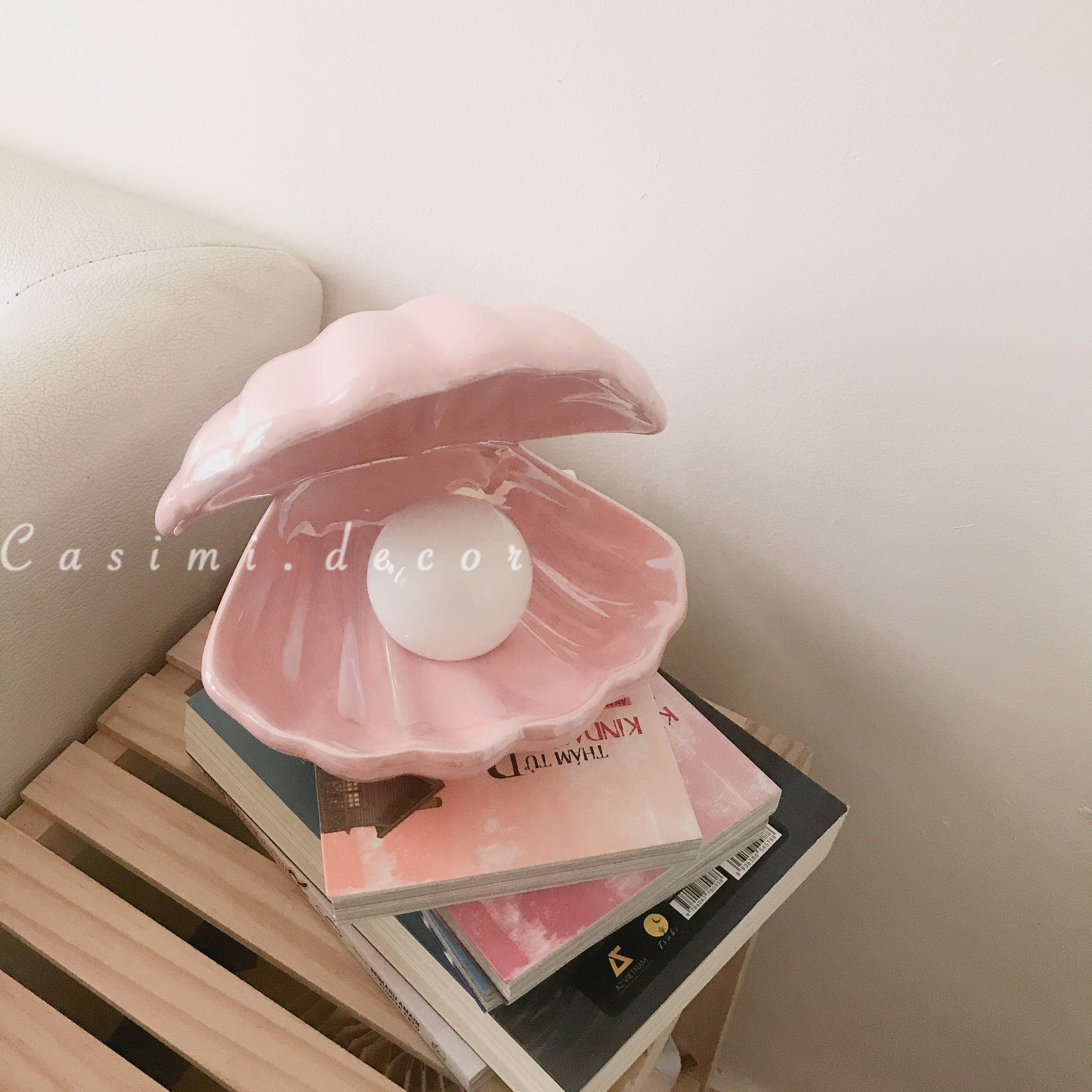 [FOLLOW NHẬN MÃ] Đèn ngủ hình ngọc trai đèn vàng ấm dịu mắt phong cách Hàn Quốc VINTAGE Casimi Decor
