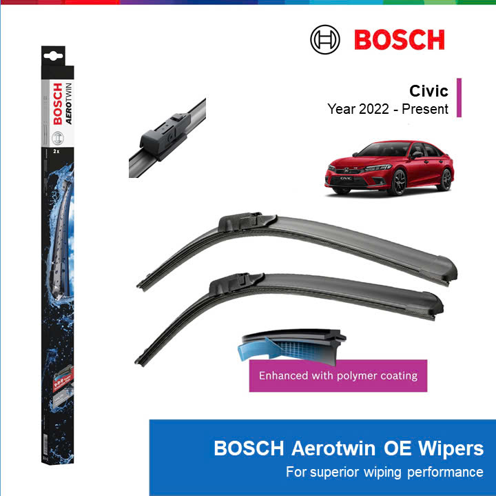 BỘ GẠT MƯA BOSCH AEROTWIN EURO SET A620S 24" & 19": HONDA CIVIC ĐỜI XE 2022 ĐẾN NAY