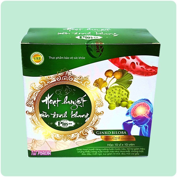 Hoạt Huyết Tiền Đình Khang Giúp Tăng Cường Tuần Hoàn Não,Hỗ Trợ Giảm Thiểu Năng Tuần Hoàn Não, thiếu máu gây đau đầu, chóng mặt, rối loạn tiền đình, mất ngủ, suy giảm trí nhớ, căng thẳng thần kinh. –hộp 100 viên