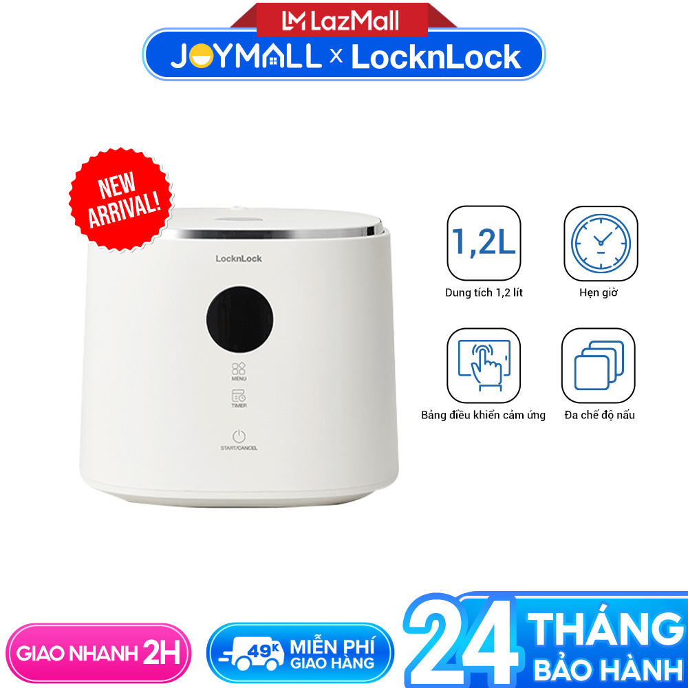 Nồi cơm điện LocknLock 1.2L Bianco EJR384IVY, Hàng chính hãng, đa chế độ nấu, bảng điều khiển cảm ứng - JoyMall