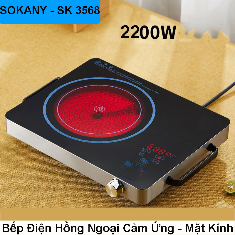 Bếp hồng ngoại Sokany SK-3568 -CÔNG SUẤT 2000W- CAO CẤP - Bếp hồng ngoại Sokany SK-3568 Công Nghệ Nhật với thiết kế bếp hồng ngoại sang trọng với mặt kính màu đen sáng bóng, phẳng nhẵn- ( BẢO HÀNH 12 THÁNG )