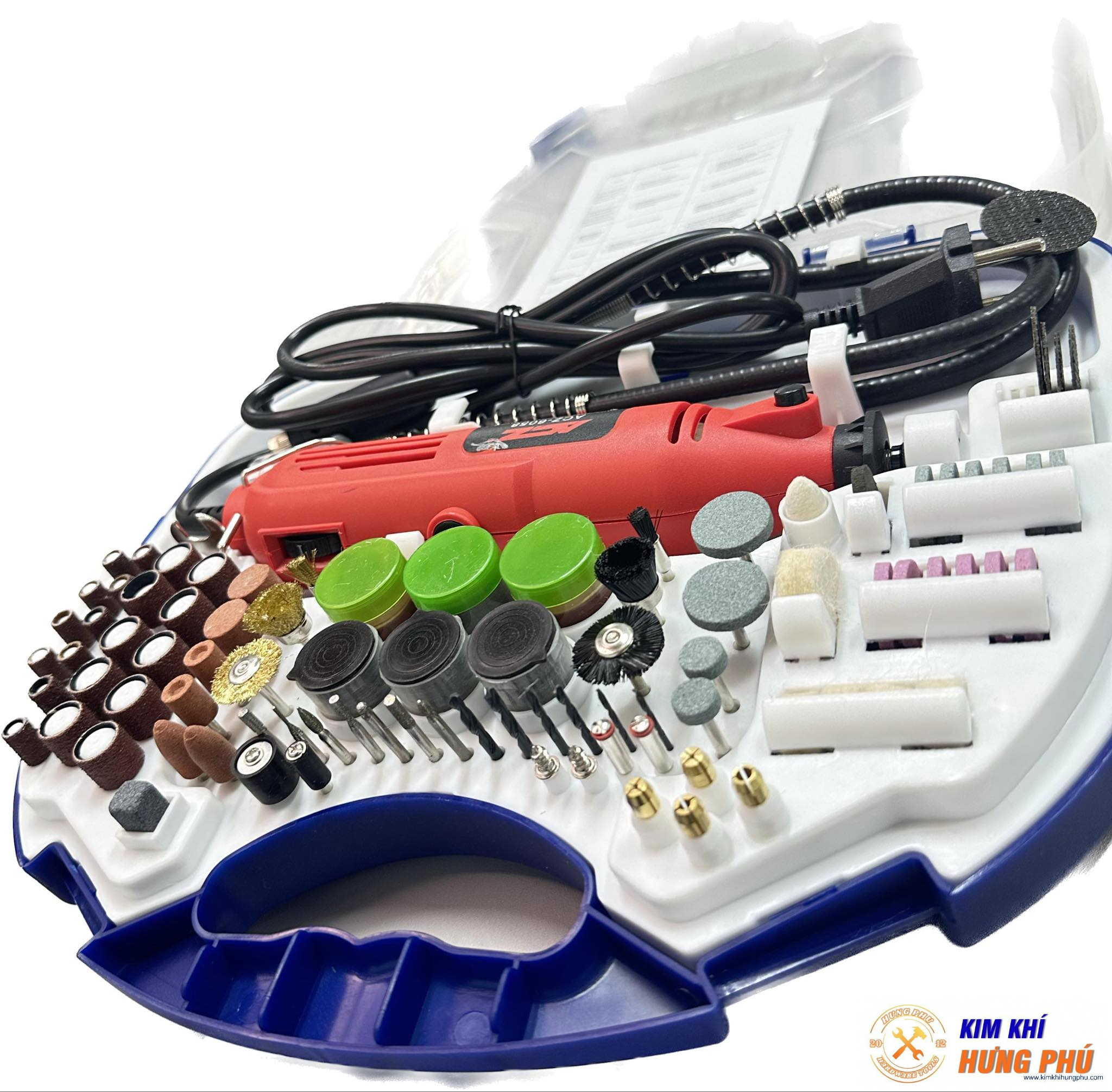 Bộ Máy Khoan Mài Khắc mini Đa Năng 100 chi tiết xanh 180W 6 tốc độ