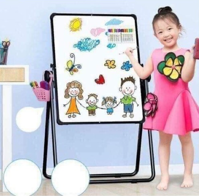 Bảng học viết vẽ 2 mặt xoay 360 -bảng edu -bảng di động 2 mặt có giá vẽ cho bé yêu siêu xinh