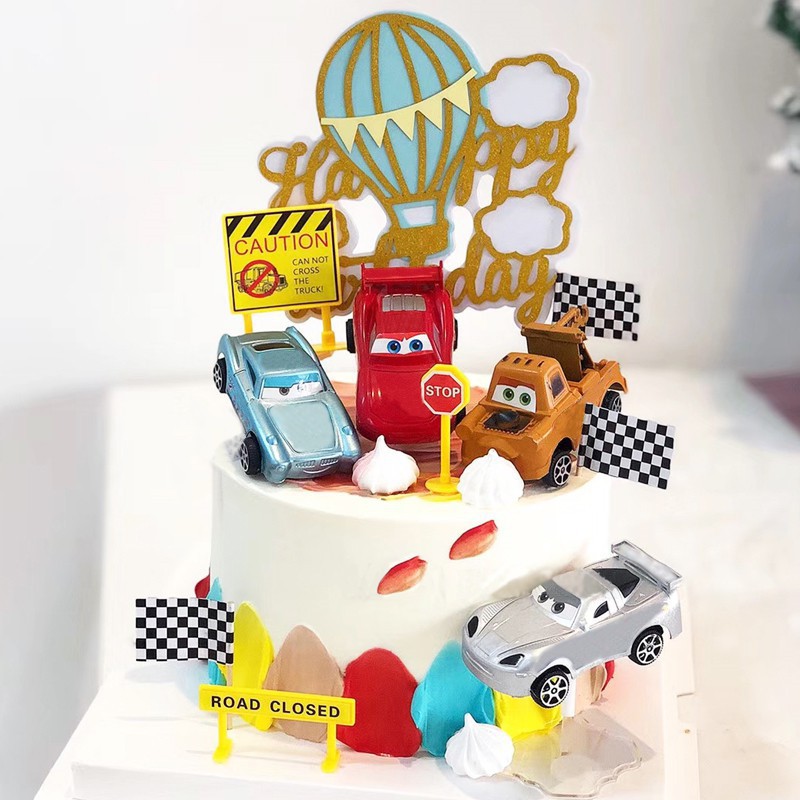 Phụ Kiện Trang Trí Bánh Sinh Nhật Bánh Kem - Set 6 Ô Tô Cảnh sat Trang Trí Bánh
