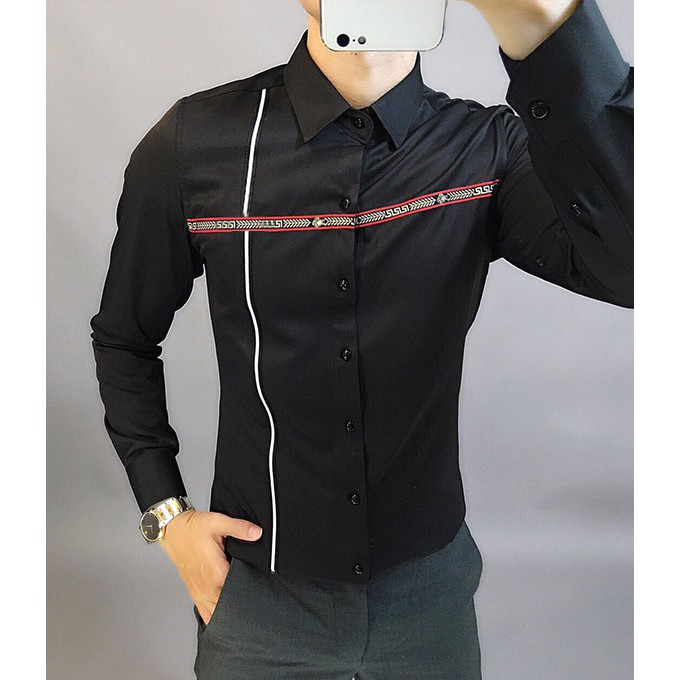 Áo sơ mi nam đen phối viền cao cấp sơ mi đẹp giá tốt