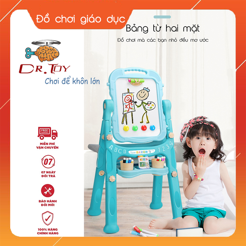 Bảng từ 2 mặt DrToy, xoay 360 độ, tặng kèm 1 Set bút đọc sách