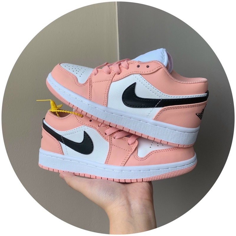 Giày Jordan cổ thấp hồng trắng, giày thể thao nữ JD1 low hồng trắng, Air JD1 low Pink White đầy đủ bill box