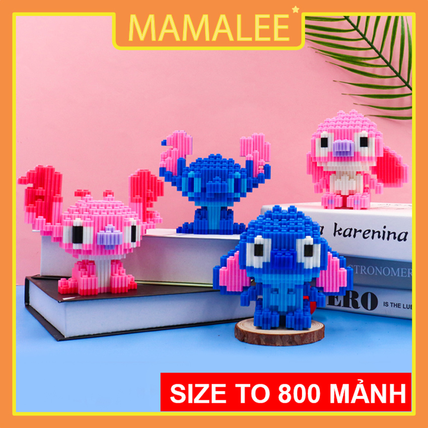 Lego 3D Stitch & Angel Size To 800 Mảnh - Đồ Chơi Lắp Ráp Mô Hình Nhân Vật Hoạt Hình Lilo & Stitch