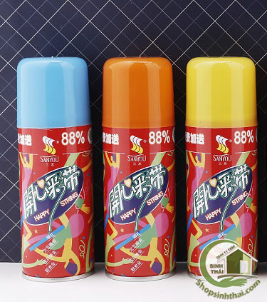 Bình xịt dây sinh nhật - sợi dây nhiều màu
