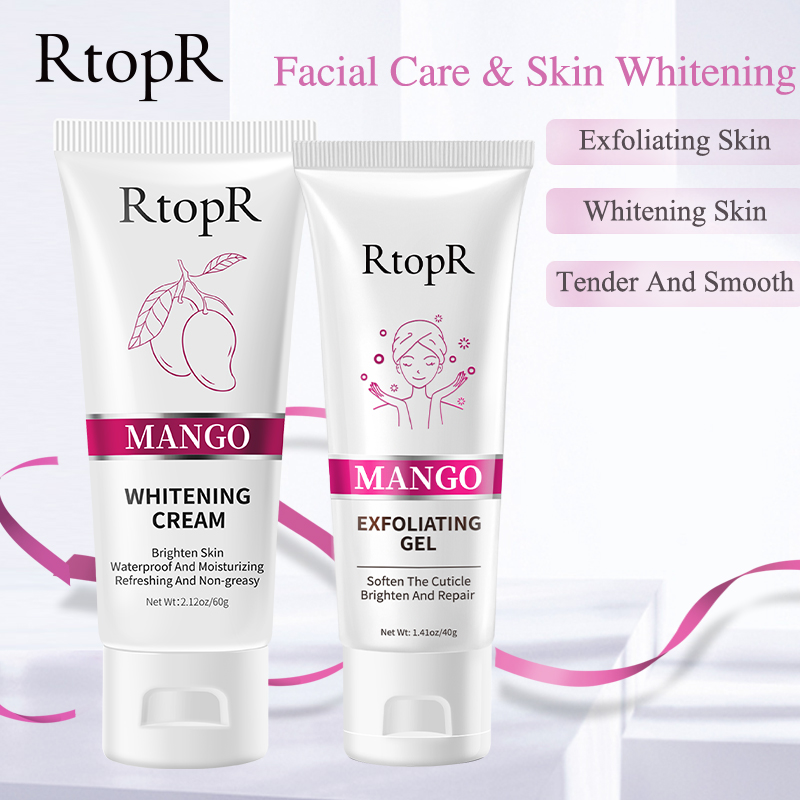 RtopR Kem tẩy tế bào chết 40g làm sạch da mặt loại bỏ mụn đầu đen dưỡng da + kem chiết xuất xoài không nhờn dưỡng ẩm tái tạo làm trắng da dùng cho mặt và toàn thân - INTL