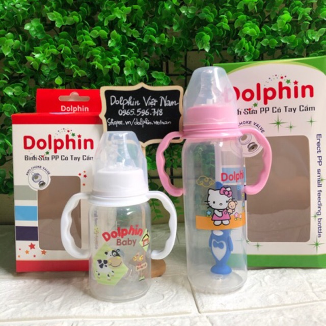 Bình sữa cổ hẹp có tay cầm dolphin 120ml/240ml