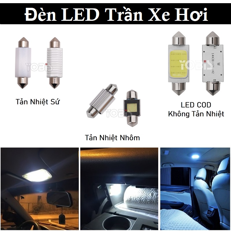 1 Đèn LED Chân C5W Gắn Trần Xe Ôtô - Dòng Cao Cấp Có Tản Nhiệt - FULL SIZE