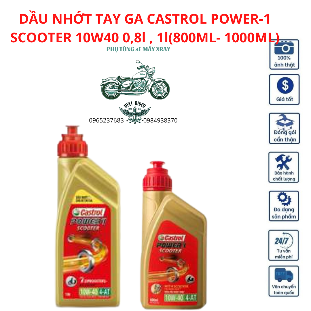 Dầu nhớt tay ga castrol power-1 scooter 10w40 0.8l , 1l