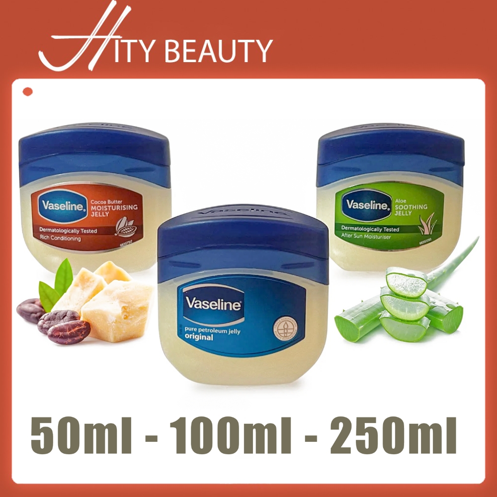 Sáp dưỡng đa năng Vaseline Pure Petroleum Jelly CoCoa Butter Original Moisturising 50ml 100ml 250ml dưỡng ẫm môi, tay, body, gót chân - Hity Beauty
