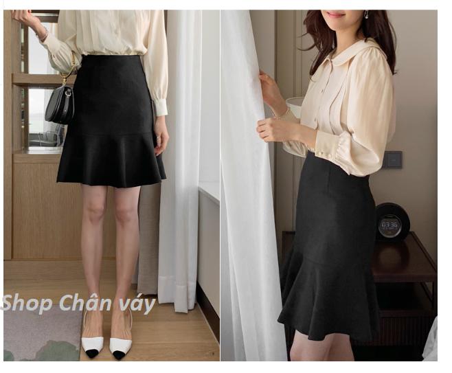 Nhiều size (S-5xl) Chân váy đuôi cá lưng cao màu đen vải cao cấp || Chân váy xinh|| Chân váy công sở thanh lịch