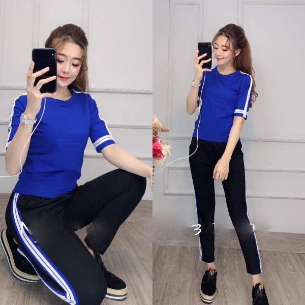 Bộ đồ thể thao nữ quần dài áo tay lỡ thun cotton mát mịn, sét bộ đi chơi đồ bộ mặc nhà siêu xinh