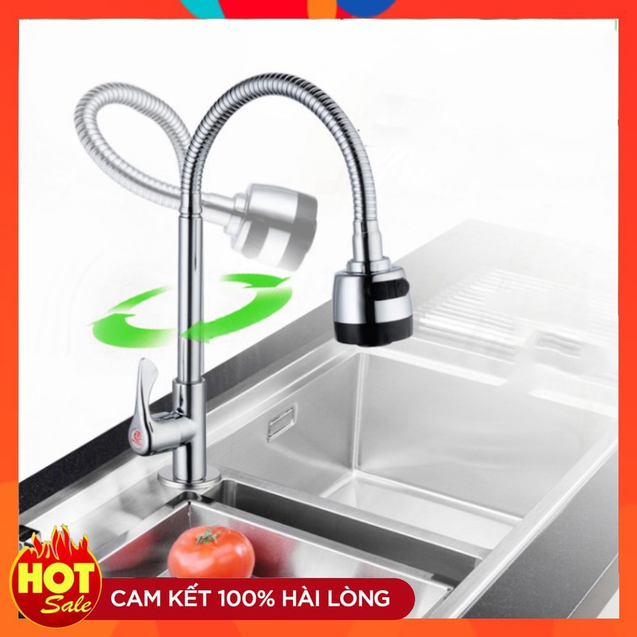 Vòi lạnh chậu rửa chén, bát dây xoắn 2 chế độ nước VRB906 tặng dây cấp nước inox