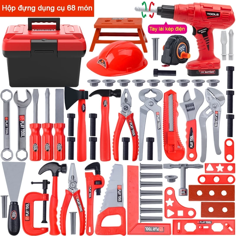   Có hộp đựng Bộ đồ chơi dụng cụ sửa chữa mô phỏng cho bé hộp dụng cụ tuốc nơ vít khoan điện bằng nhựa giáo dục cho bé 
