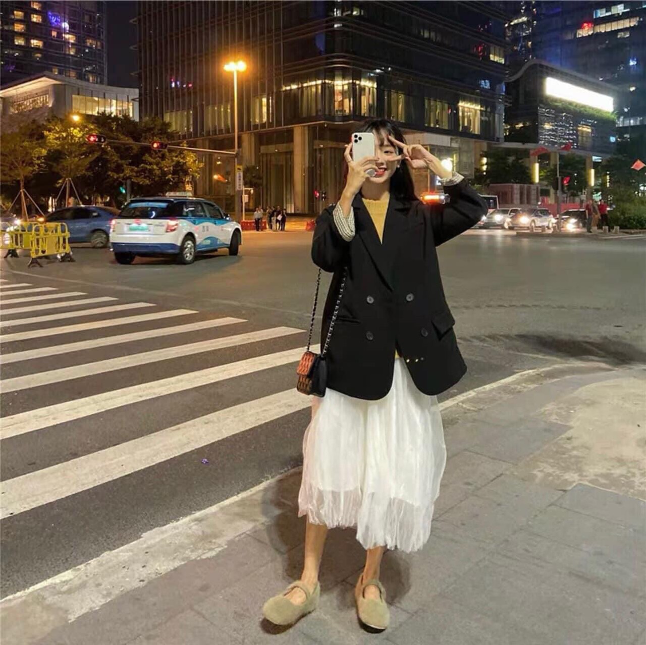 Áo blazer nâu tây 2 lớp phong cách Hàn Quốc