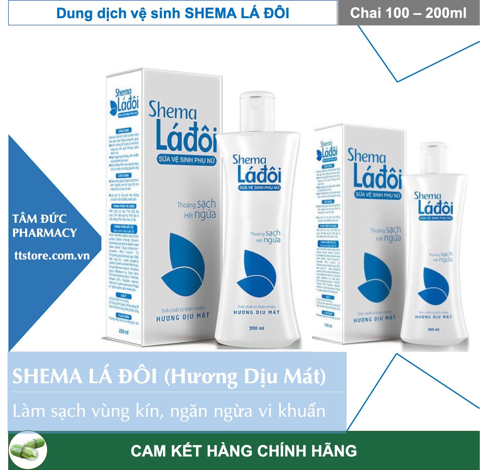 Dung dịch vệ sinh phụ nữ shema lá đôi - hương dịu mát
