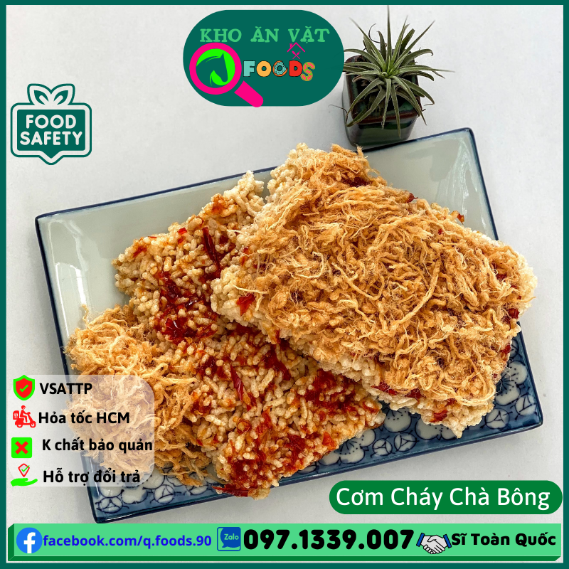 Cơm cháy chà bông Xù 500gr Cơm cháy chà bông heo xù cơm sấy chà bông gà k dầu cơm sấy giòn ruốc heo đồ ăn vặt giá rẻ siêu hot kho ăn vặt khô bò gà heo Q Foods cơm cháy nồi chà bông