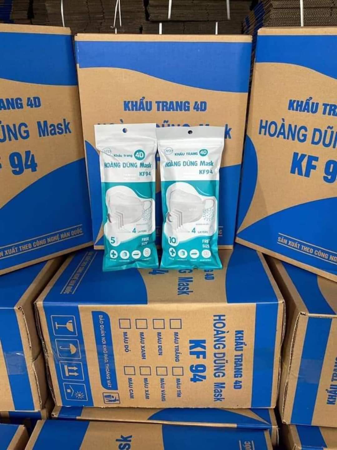 Set 10 khẩu trang 4d kf94 hoàng dũng
