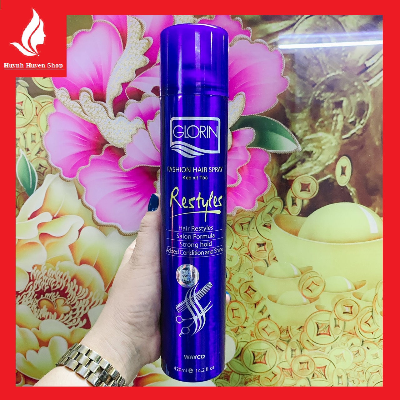 Keo xịt tóc glorin chai xanh siêu thơm chai 420ml