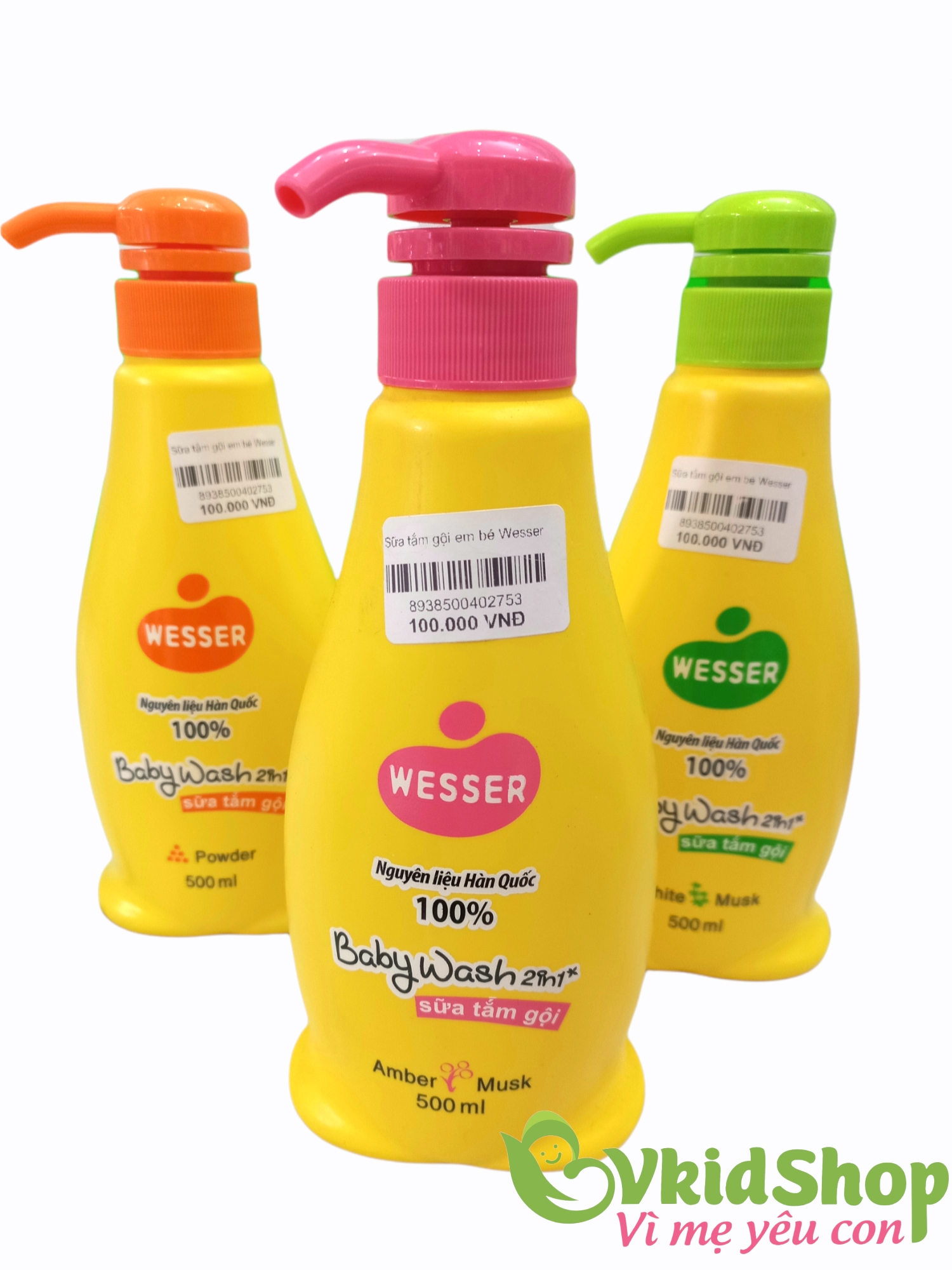 Sữa tắm gội em bé Wesser 500ml
