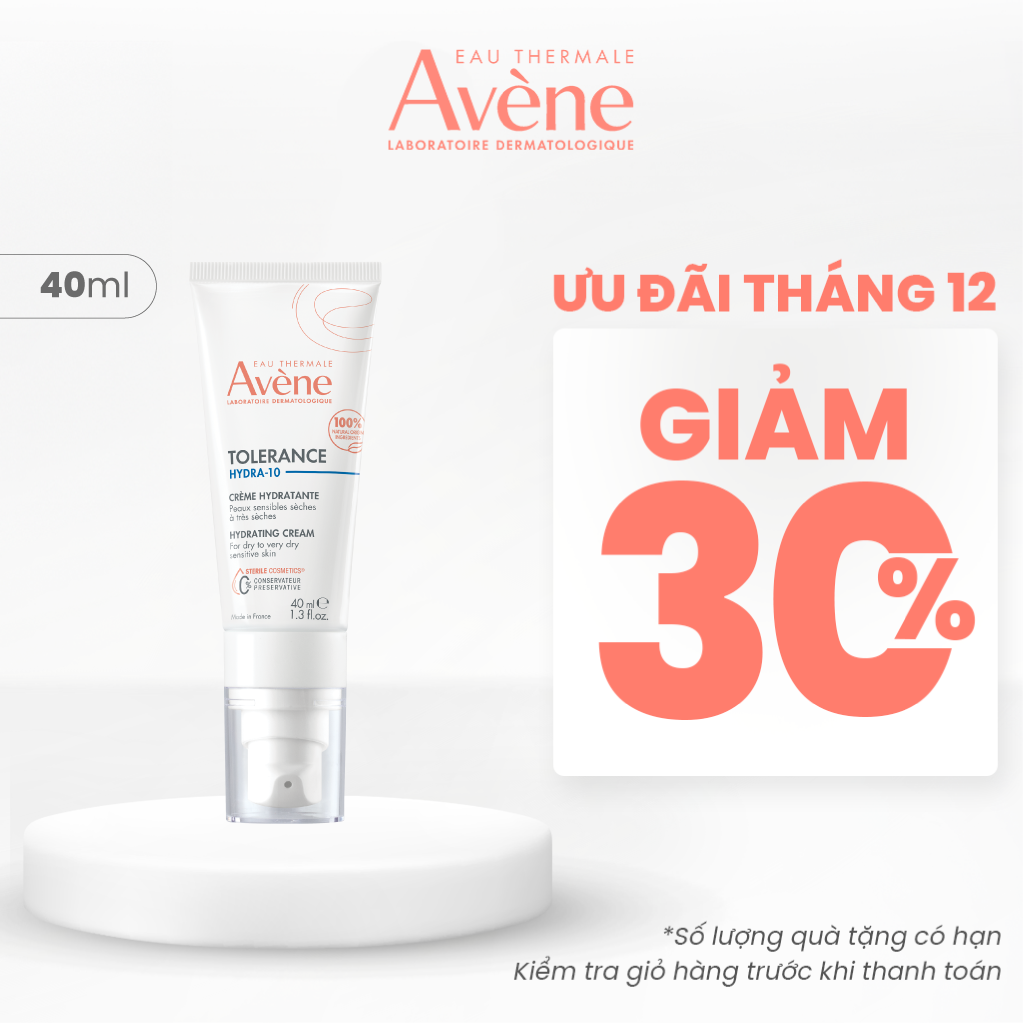 Date 1.2026 Kem dưỡng ẩm Eau Thermale Avène TOLERANCE Hydra-10 Hydrating Fluid giúp bảo vệ làm dịu cho da thường da hỗn hợp 40ml