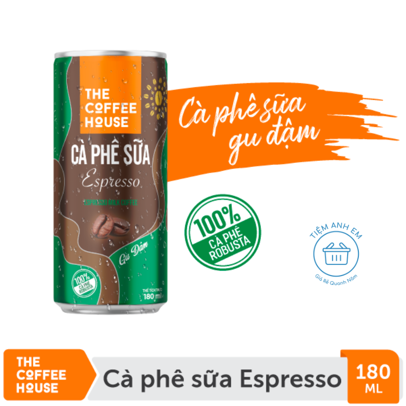 Cà phê sữa espresso the coffee house uống liền lon 180ml