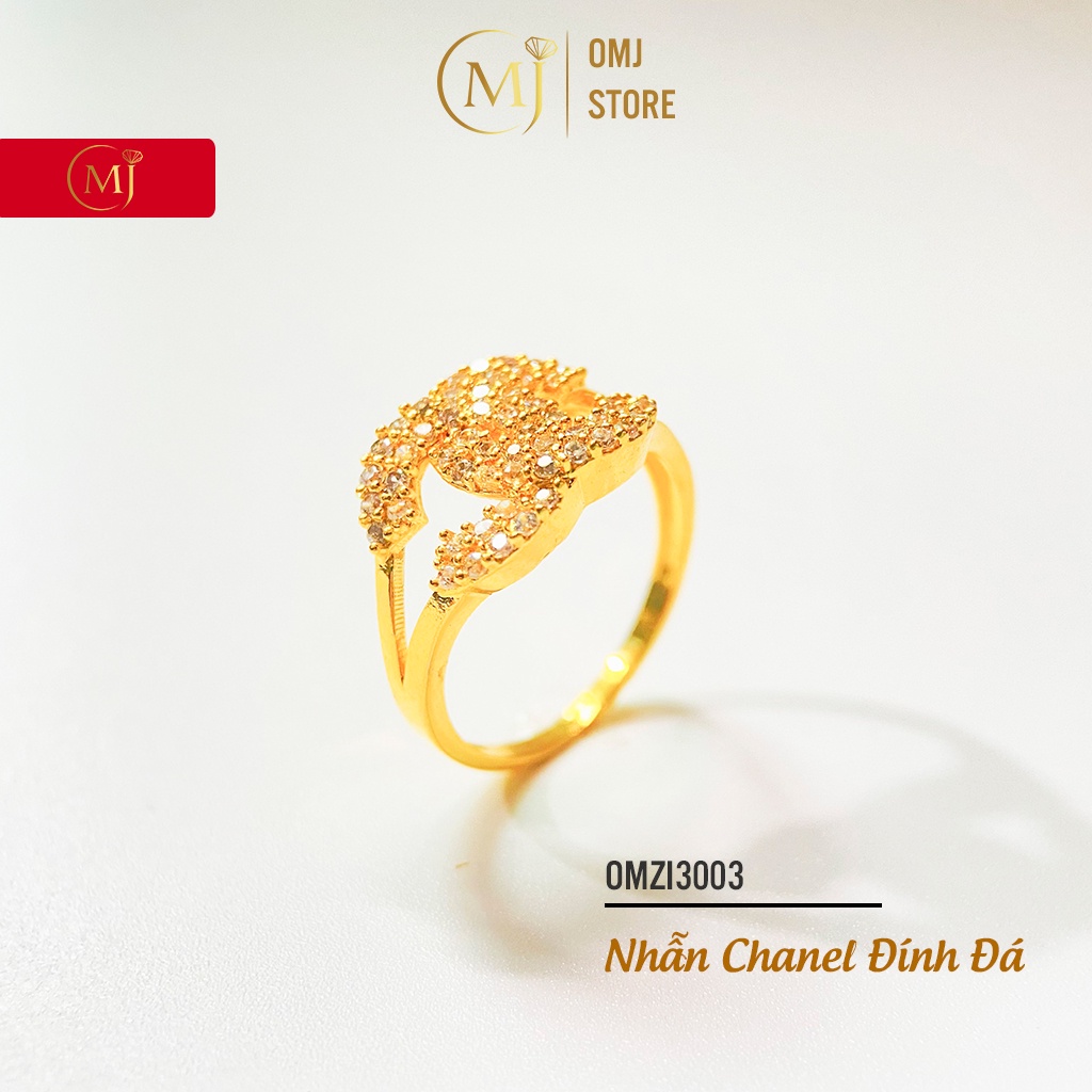 Nhẫn nữ OMJ3002 Kiểu tựa C H nel đính đá sang chảnh lấp lánh