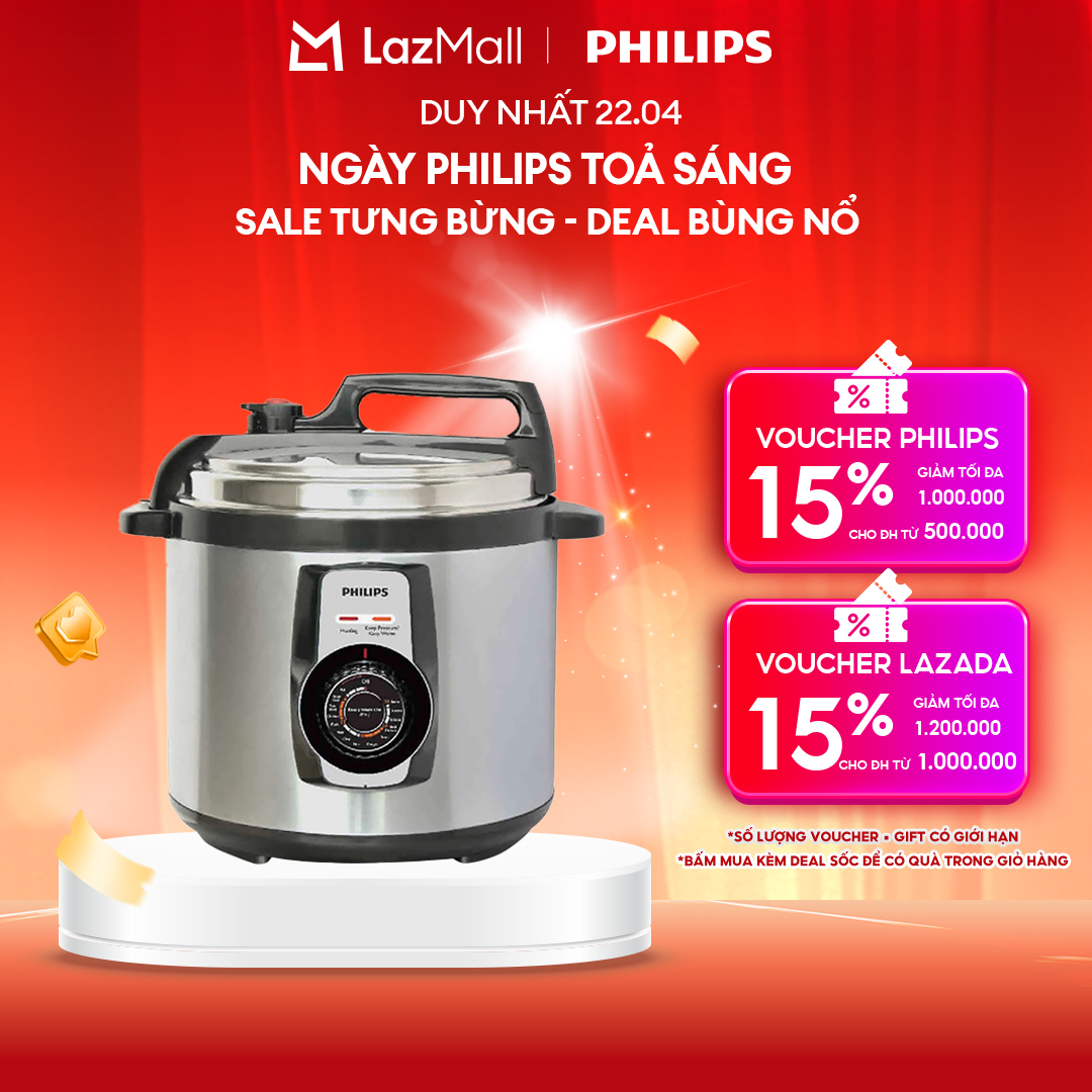 Nồi Áp Suất Điện Philips HD2103/66 (5L)-14 Công Thức Nấu Ăn-Lồng Nồi Bền, Chống Dính-Hàng Phân Phối Chính Hãng