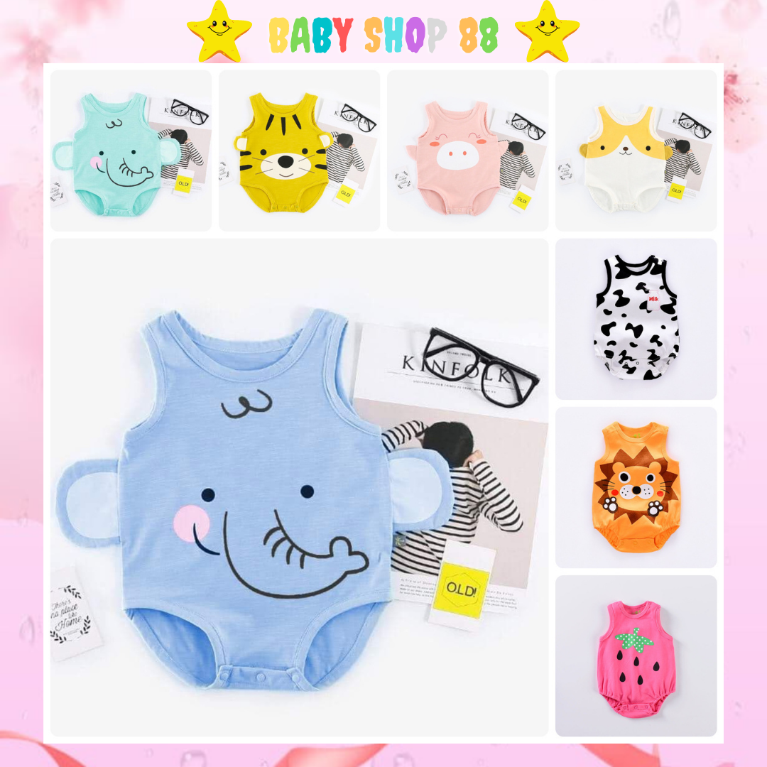 Body chip Bodysuit in hình động vật dễ thương cho bé từ 0 đến 12 tháng tuổi