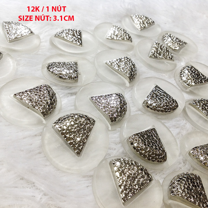 Khuy áo vest nút áo khoác cúc áo dạ com lê size 3.1cm ánh bạc sang trọng đính kết trang phục trang trí quần áo phụ liệu may [1 NÚT 12K]