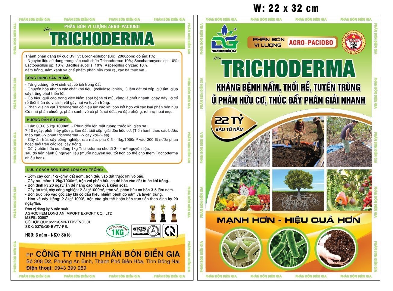 Chế phẩm vi sinh nấm trichoderma - chứa 22 tỷ bào tử - bột hào tan - gói 1kg