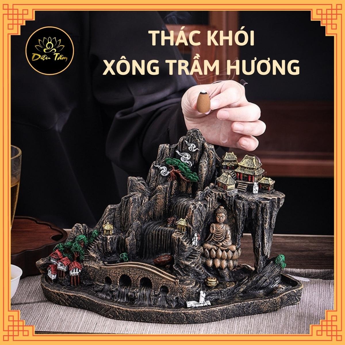  Thác khói trầm hương hình phật size to tặng 1 hộp trầm khói ngược xông trầm thác khói xông trầm nụ nụ trầm hương thác khói non bộ tiểu cảnh trang trí đồ thờ cúng phong thủy shop Diệu Tâm 