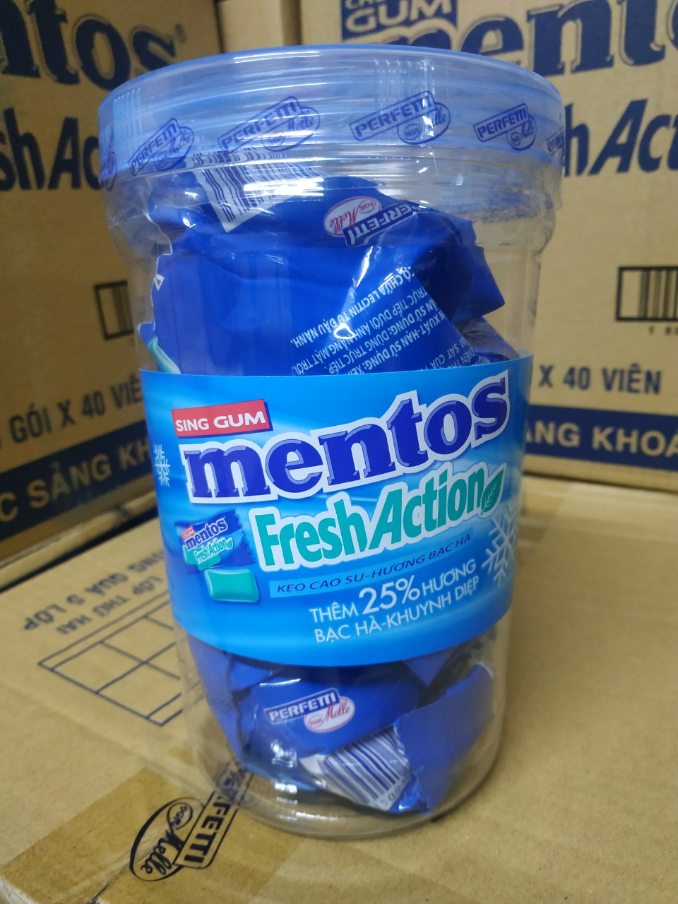 Combo 2 gói * 40 viên kẹo Mentos Fresh Action [ tặng 1 hũ nhựa cao cấp]
