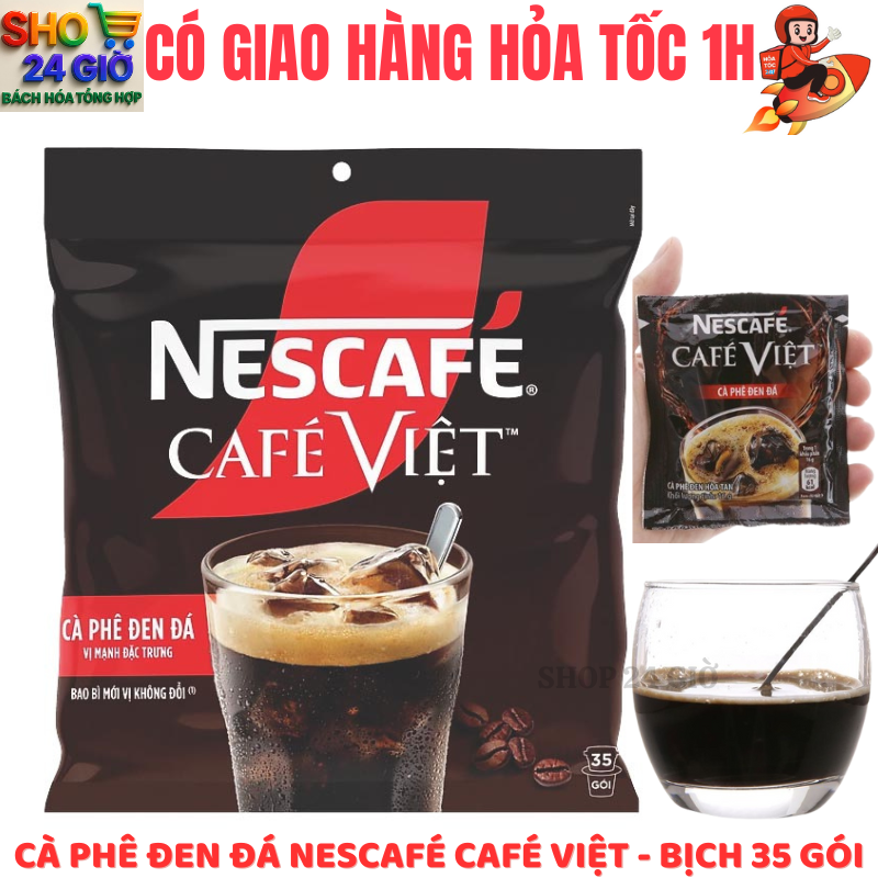 [ KM 3 Gói ] Nescafe Việt Đen  Đá Bịch 35 gói + 3 gói