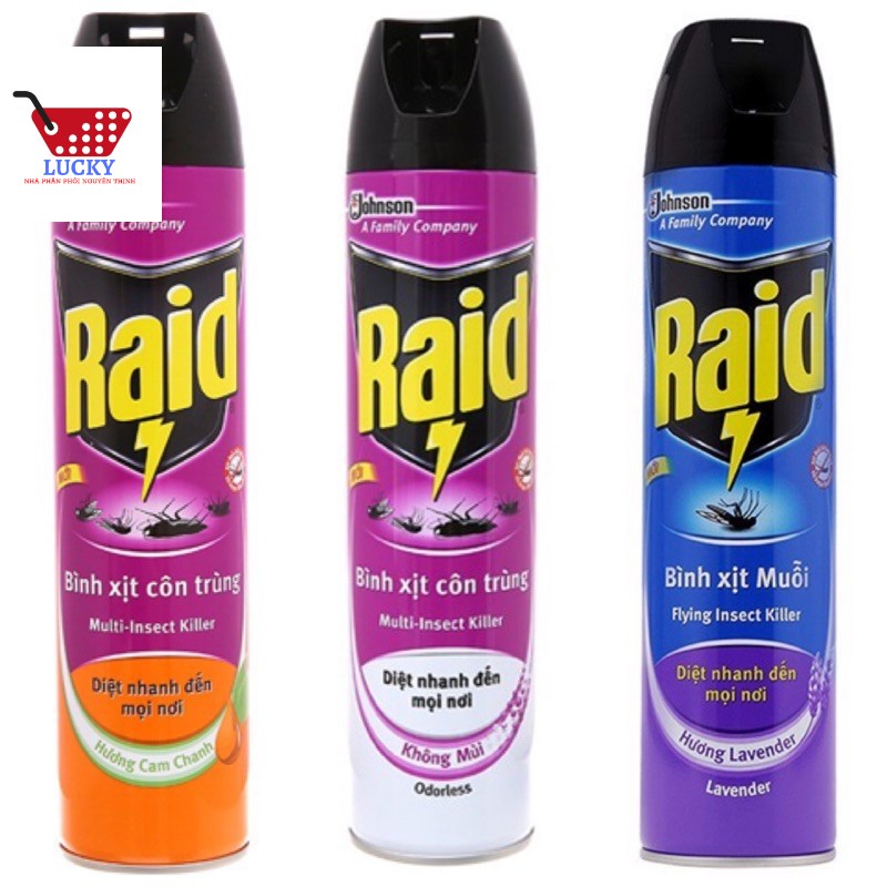 (Mới) Bình Xịt Côn Trùng Raid 600ml- Xịt Muỗi, Xịt Côn Trùng