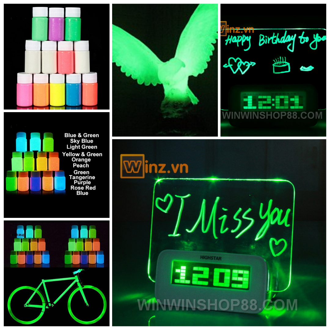 combo 7 lọ bột dạ quang phát sáng (1 lọ 20g)