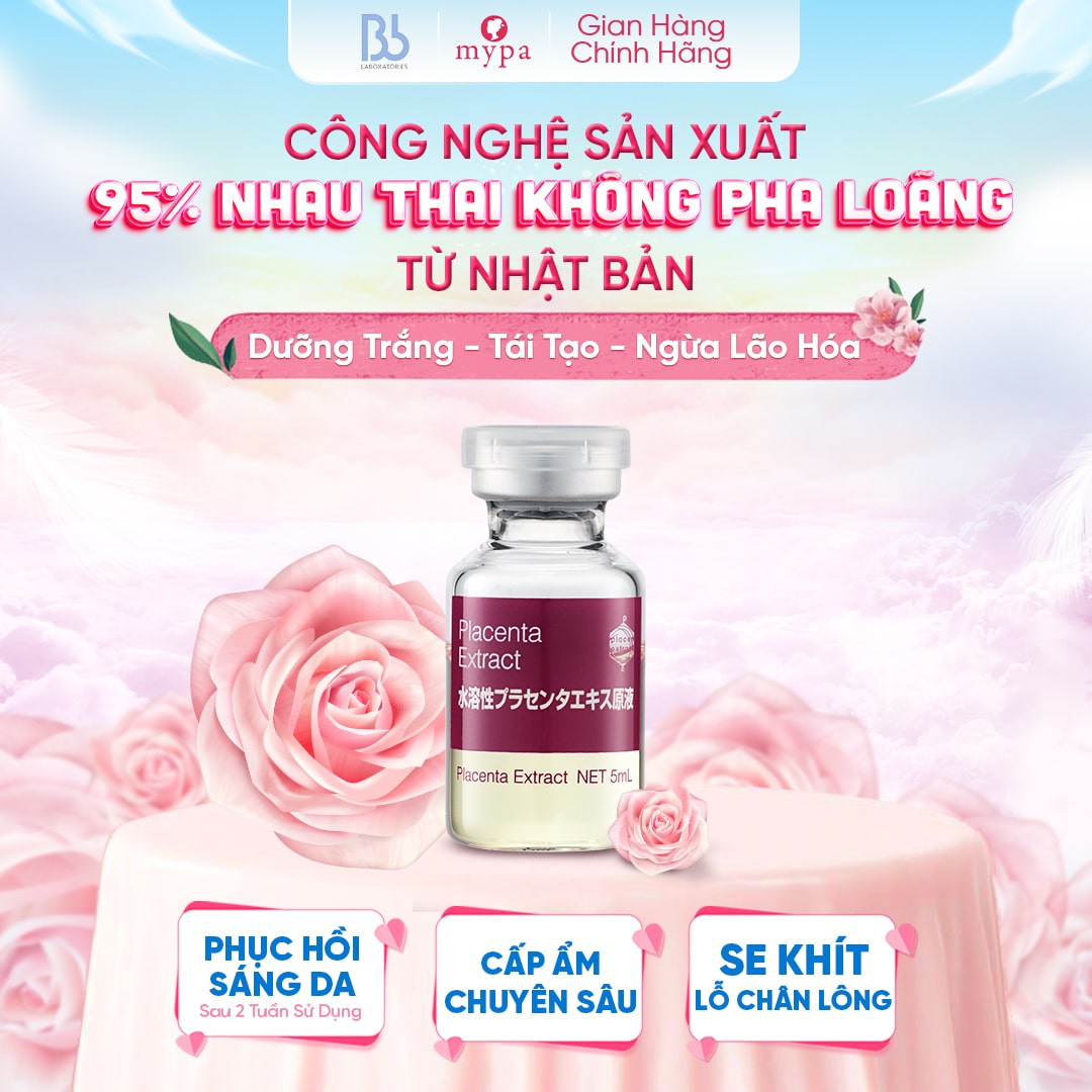 Tinh Chất Nhau Thai Không Pha Loãng hỗ trợ phục hồi, tái tạo làn da và ngăn ngừa lão hóa BB Laboratories Placenta Extract NET 5ml