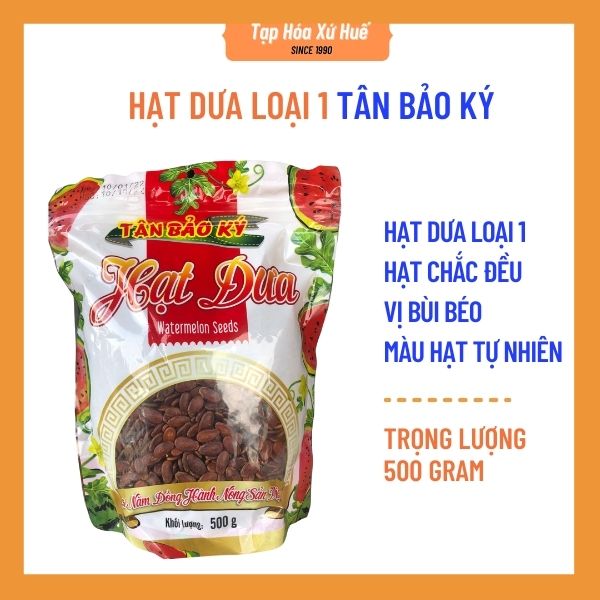 HẠT DƯA TÂN KÝ LOẠI 1 NGUYÊN BAO TỪ NHÀ SẢN XUẤT, BÁN ĐÚNG GIÁ, HẠT CHẮC ĐỀU, KHÔNG PHẨM MÀU, 500 gram