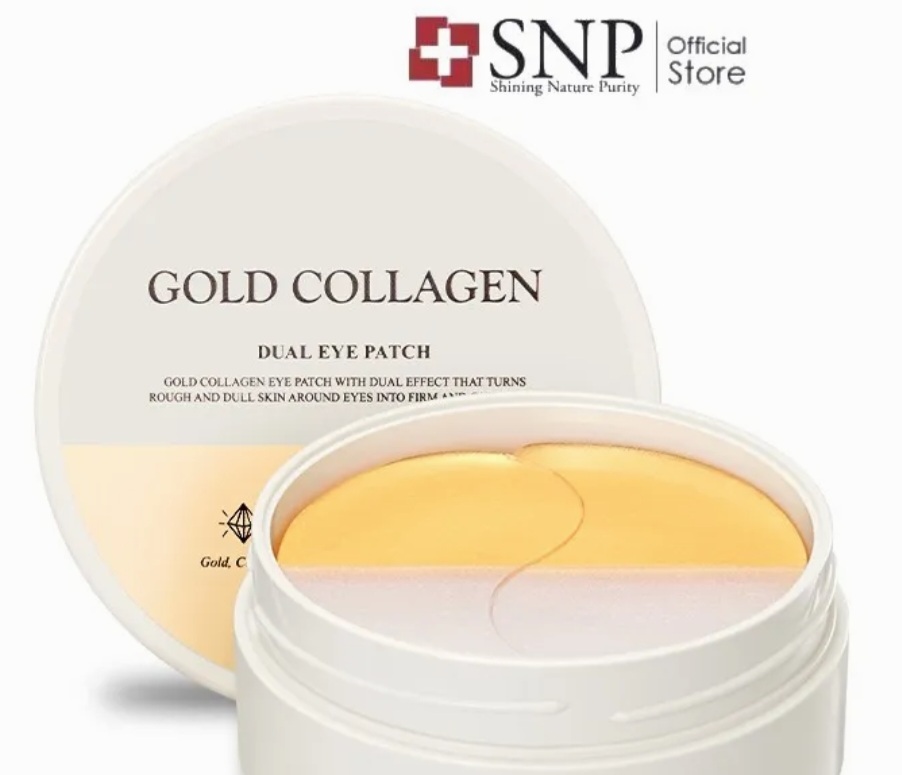 Mặt nạ mắt snp gold collagen dual eye patch - 1.4g 60 miếng - hàng đặt trước