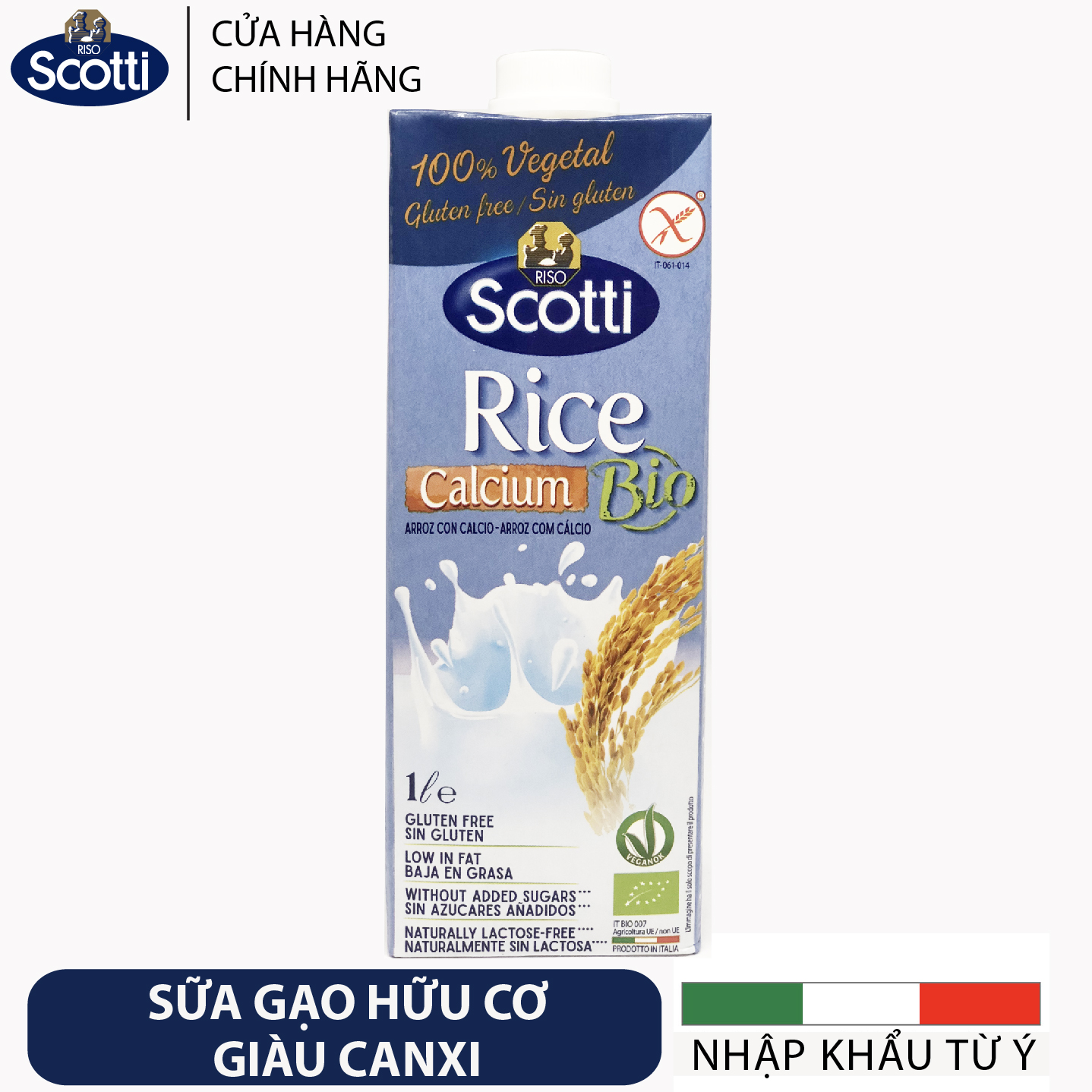 Sữa Gạo Hữu Cơ Giàu Canxi Riso Scotti - Bio Calcium Rice Drink - 1L