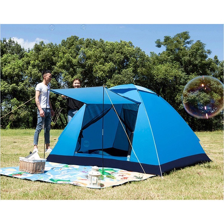 Lều Cắm Trại Dã Ngoại Tự Bung Cỡ Lớn 2 Mét Dành Cho 4-6 Người, 2 Cửa Có Dạng Mái Hiên,Chống Nước, Chống Gió, Chống Nắng, Tia Uv, Lều Du Lịch Cao Cấp Có Bảo Hành Toàn Quốc